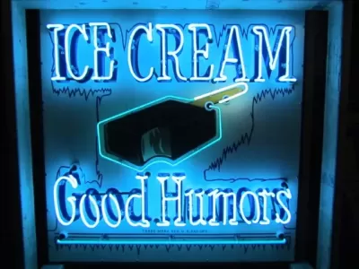 Original Good Humor Porcelain Ice Cream Sign with Neon 48"W x 24"H