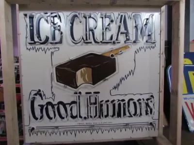 Original Good Humor Porcelain Ice Cream Sign with Neon 48"W x 24"H