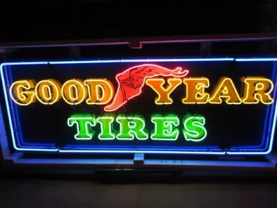 Original Goodyear Horizontal Porcelain Neon Sign 8 FT W x 34"H