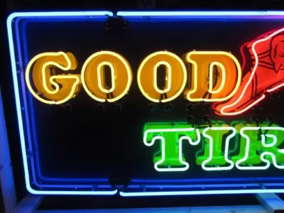 Original Goodyear Horizontal Porcelain Neon Sign 8 FT W x 34"H