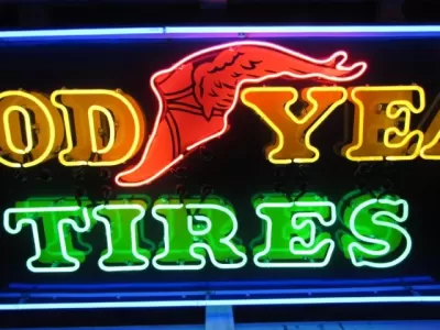 Original Goodyear Horizontal Porcelain Neon Sign 8 FT W x 34"H