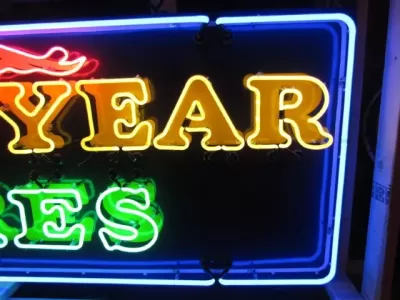 Original Goodyear Horizontal Porcelain Neon Sign 8 FT W x 34"H