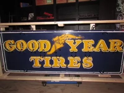 Original Goodyear Horizontal Porcelain Neon Sign 8 FT W x 34"H