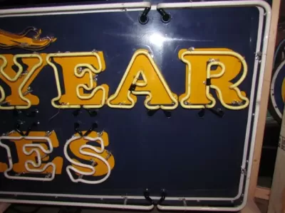 Original Goodyear Horizontal Porcelain Neon Sign 8 FT W x 34"H