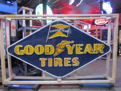 Original Goodyear Tires Porcelain Neon Sign 96 IN W x 52 IN H