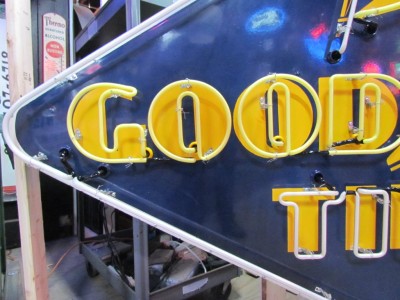 Original Goodyear Tires Porcelain Neon Sign 96 IN W x 52 IN H