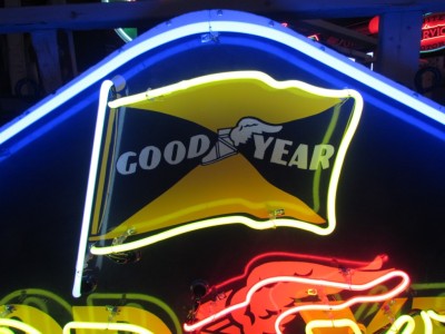 Original Goodyear Tires Porcelain Neon Sign 96 IN W x 52 IN H