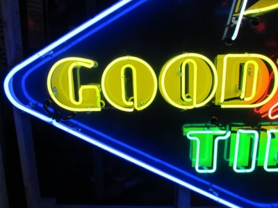 Original Goodyear Tires Porcelain Neon Sign 96 IN W x 52 IN H