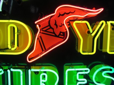Original Goodyear Tires Porcelain Neon Sign 96 IN W x 52 IN H