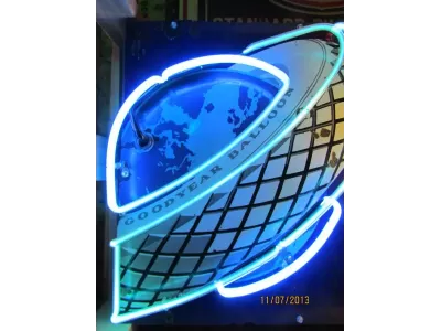Original Goodyear Service Station Horizontal Porcelain Neon Sign 72"W x 24"H