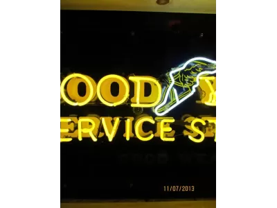 Original Goodyear Service Station Horizontal Porcelain Neon Sign 72"W x 24"H