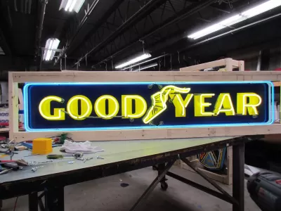 New Goodyear Single-Sided Porcelain Neon Sign 8 FT W x 18"H