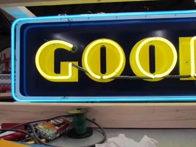 New Goodyear Single-Sided Porcelain Neon Sign 8 FT W x 18"H