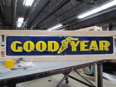 New Goodyear Single-Sided Porcelain Neon Sign 8 FT W x 18"H