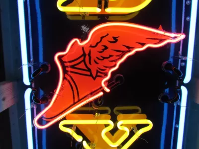 Original Goodyear Vertical Porcelain Sign with Neon 16"W x 94"H