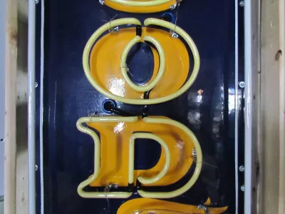 Original Goodyear Vertical Porcelain Sign with Neon 16"W x 94"H