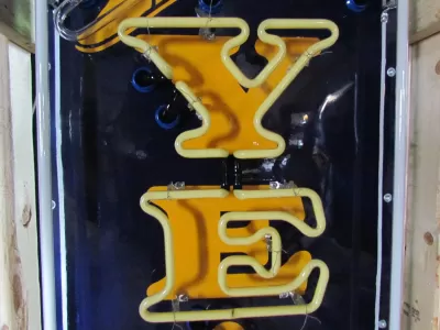 Original Goodyear Vertical Porcelain Sign with Neon 16"W x 94"H