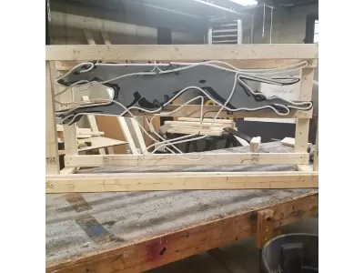 New Greyhound Porcelain Neon Sign with Animated Neon 65"W x 18"H 