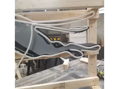 New Greyhound Porcelain Neon Sign with Animated Neon 65"W x 18"H 