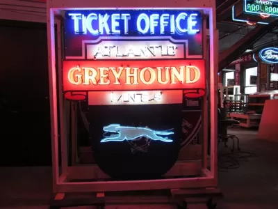 New Animated Greyhound Ticket Office Porcelain Neon Sign 60 IN W x72 IN H