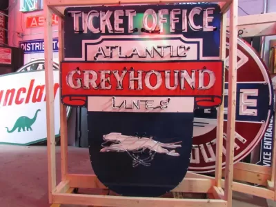 New Animated Greyhound Ticket Office Porcelain Neon Sign 60 IN W x72 IN H