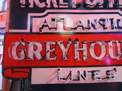 New Animated Greyhound Ticket Office Porcelain Neon Sign 60 IN W x72 IN H