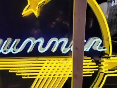 New Grumman Porcelain Neon Sign 60" Diameter