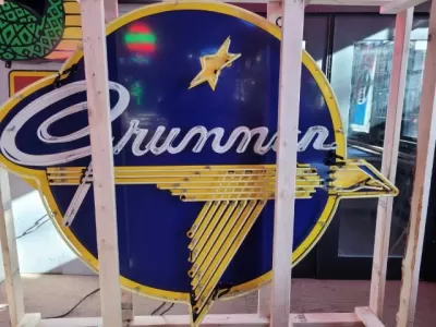 New Grumman Porcelain Neon Sign 60" Diameter