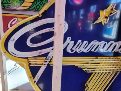 New Grumman Porcelain Neon Sign 60" Diameter