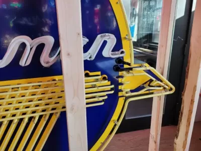 New Grumman Porcelain Neon Sign 60" Diameter