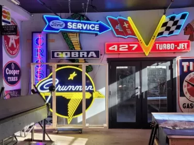 New Grumman Porcelain Neon Sign 60" Diameter