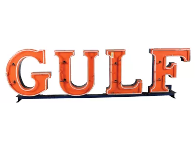 Original Gulf Porcelain Letters Sign 8 FT W x 32" H