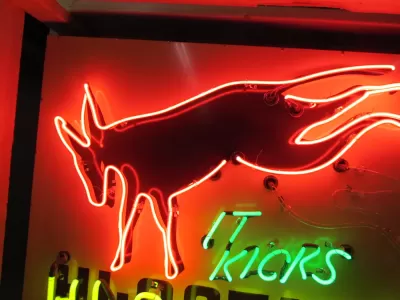 New Hafner's It Kicks Hi Octane Animated Porcelain Neon Sign 46"W x 33"H