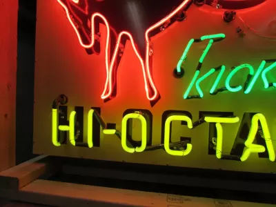 New Hafner's It Kicks Hi Octane Animated Porcelain Neon Sign 46"W x 33"H