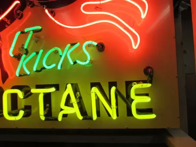 New Hafner's It Kicks Hi Octane Animated Porcelain Neon Sign 46"W x 33"H
