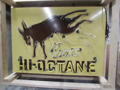 New Hafner's It Kicks Hi Octane Animated Porcelain Neon Sign 46"W x 33"H