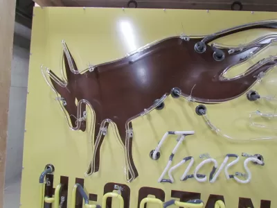 New Hafner's It Kicks Hi Octane Animated Porcelain Neon Sign 46"W x 33"H