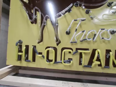 New Hafner's It Kicks Hi Octane Animated Porcelain Neon Sign 46"W x 33"H