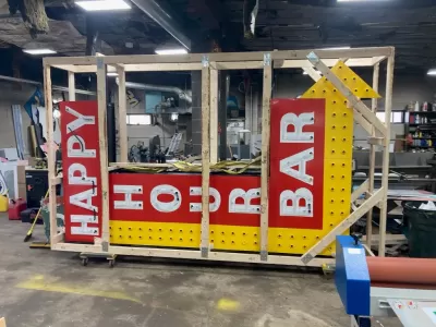 Happy Hour Bar 6 FT W x 14 FT H Double-sided Animated Arrow