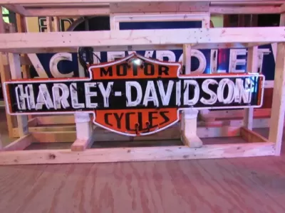 New Harley Davidson Double-Sided Porcelain Neon Sign 72"W x 24"H