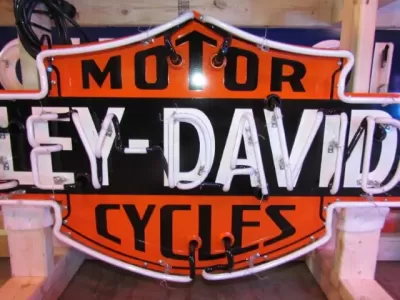 New Harley Davidson Double-Sided Porcelain Neon Sign 72"W x 24"H