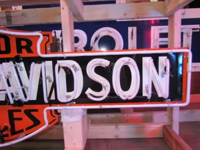 New Harley Davidson Double-Sided Porcelain Neon Sign 72"W x 24"H