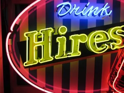 New Hires Root Beer Porcelain Neon Sign 56"W x 40"H