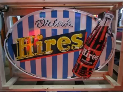 New Hires Root Beer Porcelain Neon Sign 56"W x 40"H