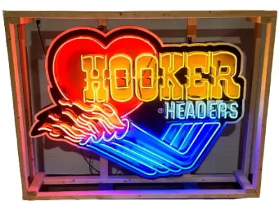 New Hooker Headers Animated Porcelain Neon Sign 60"W x 48"H