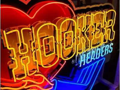 New Hooker Headers Animated Porcelain Neon Sign 60"W x 48"H