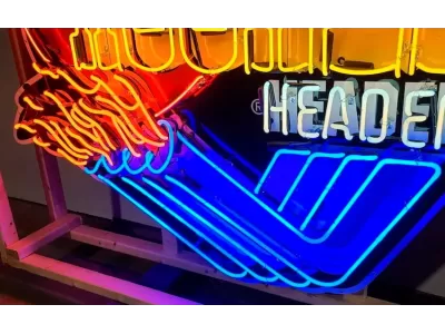 New Hooker Headers Animated Porcelain Neon Sign 60"W x 48"H
