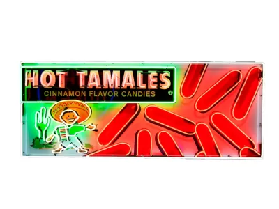 New Hot Tamales Candy Box Painted Neon Sign 79 IN W x 32 IN H