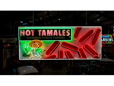 New Hot Tamales Candy Box Painted Neon Sign 79 IN W x 32 IN H