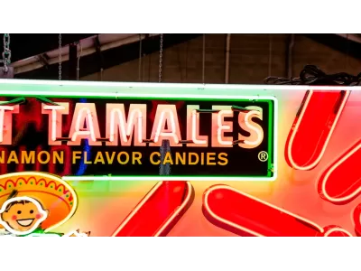 New Hot Tamales Candy Box Painted Neon Sign 79 IN W x 32 IN H